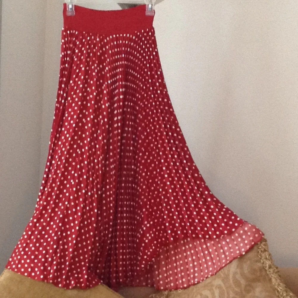 🔴 Elie Tahari - Smocked Waist / Dotted Maxi Skirt - Picture 7 of 8